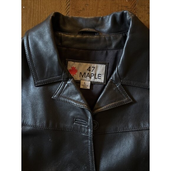47 Maple Leather Women Jacket Black Size Large - Picture 4 of 6